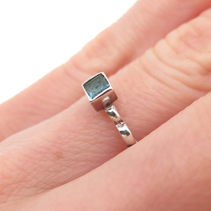 925 Sterling Silver Vintage Real London Blue Topaz Ring Size 5.25