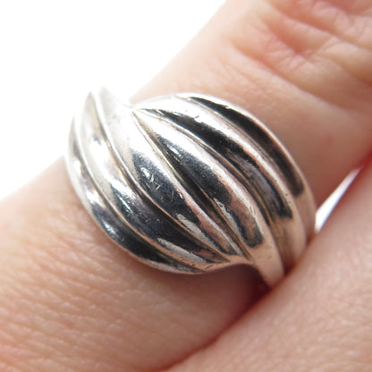 925 Sterling Silver Vintage Modernist Oxidized Ring Size 5.75