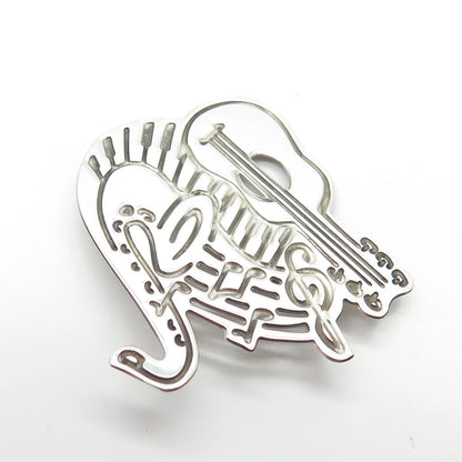 925 Sterling Silver Vintage Musical Instruments Pin Brooch