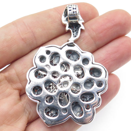 925 Sterling Silver Vintage Kali Flower Blossom Pendant