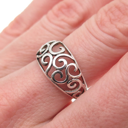 Nevada 925 Sterling Silver Vintage Swirl Oxidized Ring Size 6.5