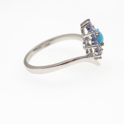 Chuck Clemency 925 Sterling Silver Real Turquoise & Tanzanite Ring Size 8.25