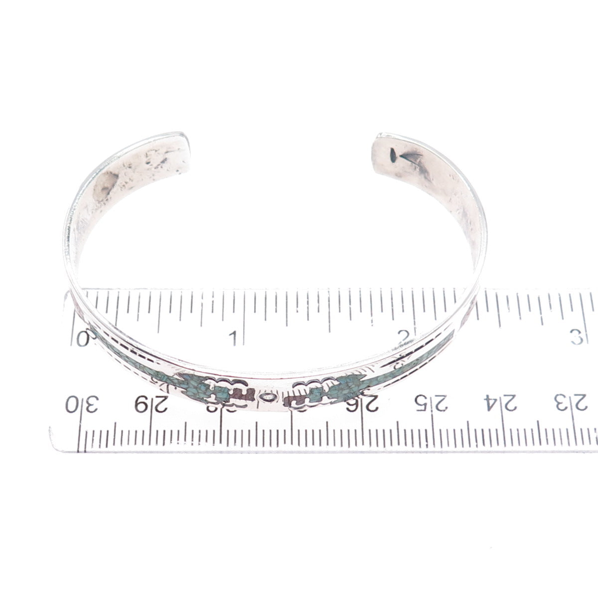 Robert Vandover Navajo Old Pawn 925 Sterling Turquoise Coral Inlay Bracelet 6.5"