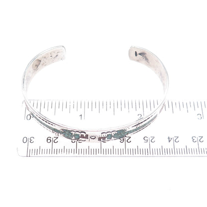 Robert Vandover Navajo Old Pawn 925 Sterling Turquoise Coral Inlay Bracelet 6.5"