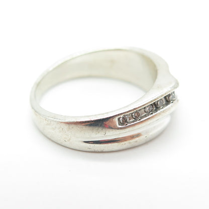 925 Sterling Silver Real Round-Cut Diamond Ring Size 6.75