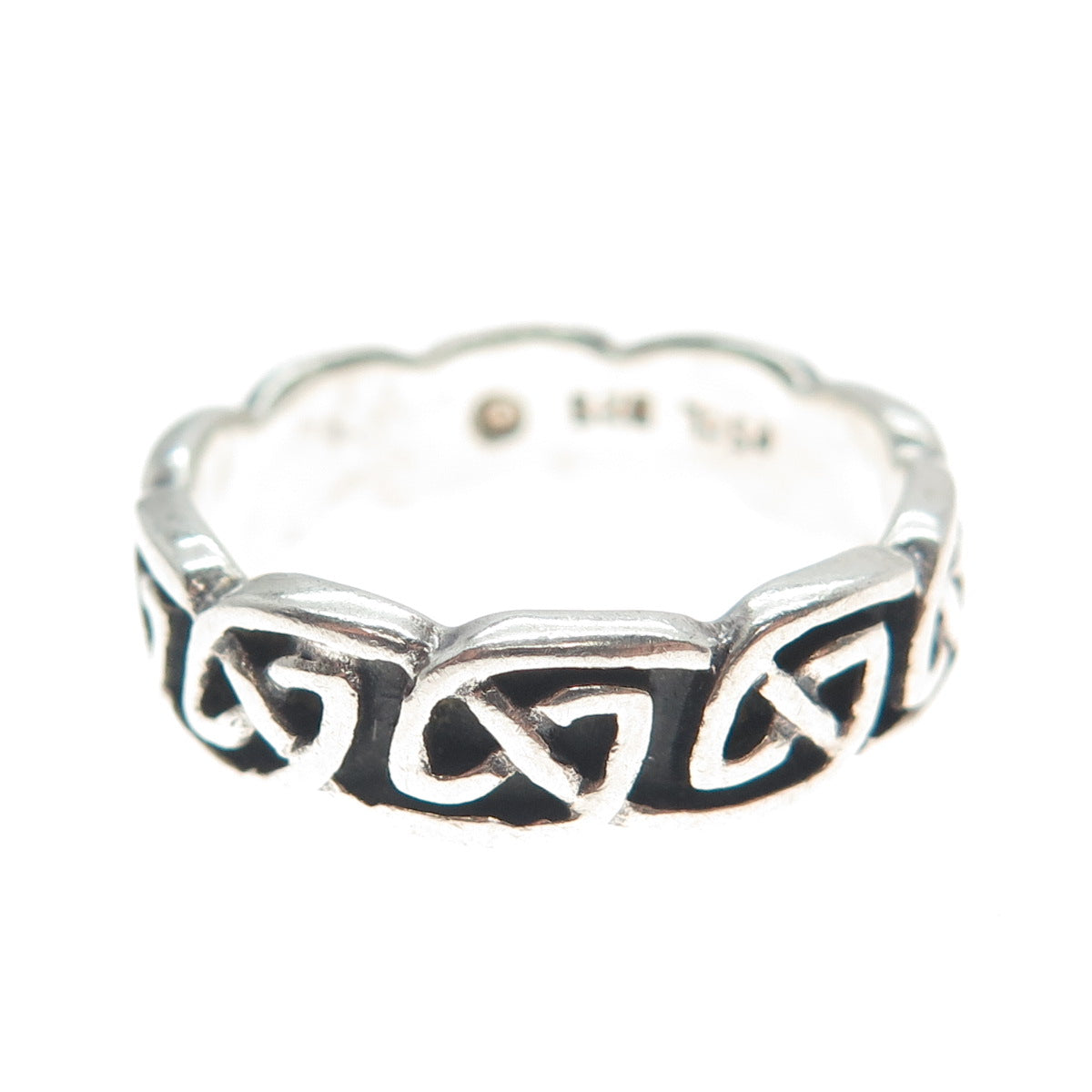 PETER STONE 925 Sterling Silver Vintage Viking / Celtic Knot Band Ring Size 8.5