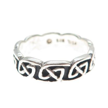 PETER STONE 925 Sterling Silver Vintage Viking / Celtic Knot Band Ring Size 8.5
