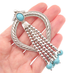 Carolyn Pollack Old Pawn Sterling Vintage Turquoise Naja Overlay Tassel Pendant