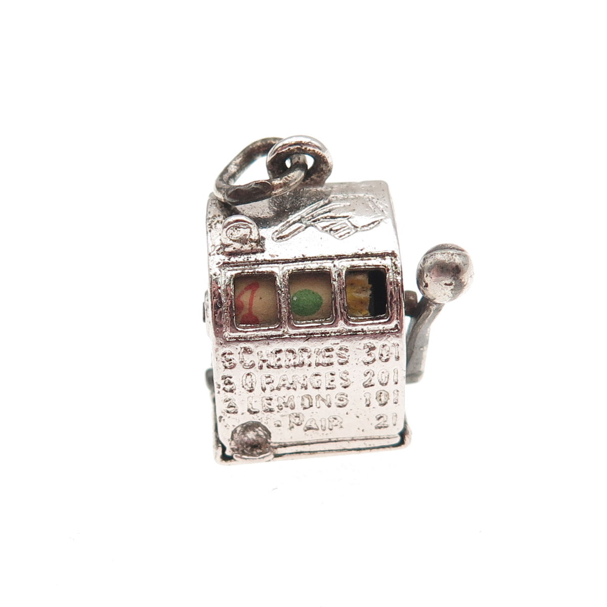 925 Sterling Silver Antique Art Deco Casino Slot Machine 3D Mini Charm Pendant