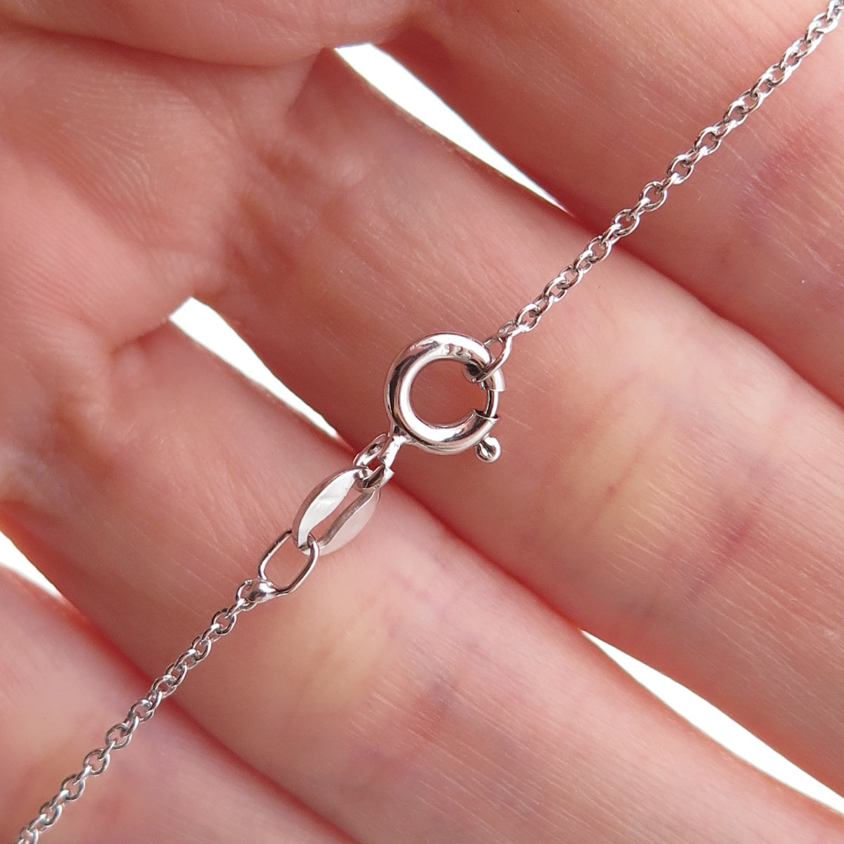 925 Sterling Silver Mexico Real Diamond Spiral Cable Chain Necklace 18"