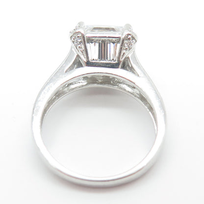 925 Sterling Silver Princess & Round-Cut C Z Engagement Ring Size 8