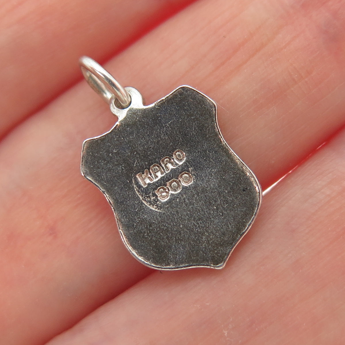 KARO 800 Silver Vintage Enamel Zurich Flag Minimalist Charm Pendant