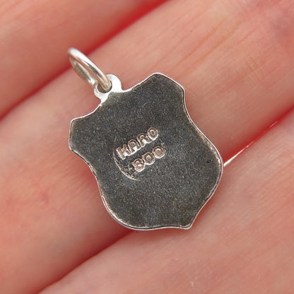 KARO 800 Silver Vintage Enamel Zurich Flag Minimalist Charm Pendant