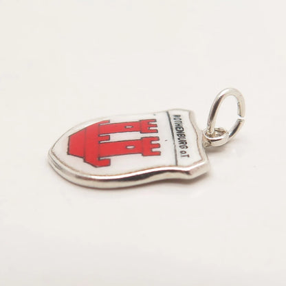 800 Silver Vintage ESJ Enamel "Rothenburg O.T." Minimalist Pendant