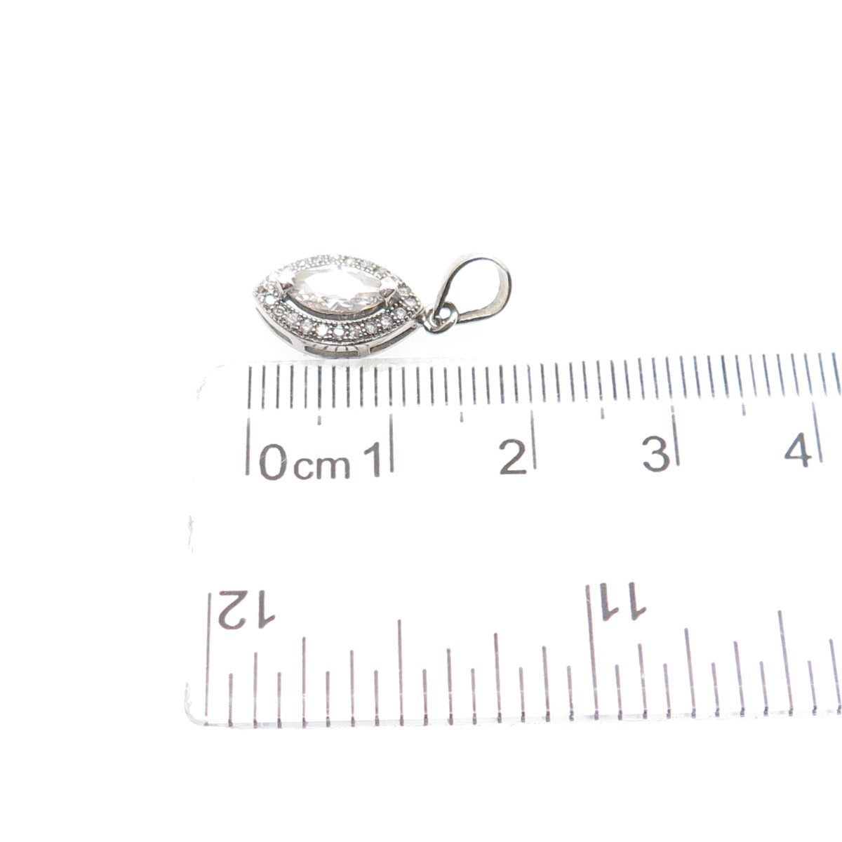925 Sterling Silver Marquise & Round-Cut C Z Minimalist Charm Pendant