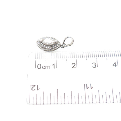 925 Sterling Silver Marquise & Round-Cut C Z Minimalist Charm Pendant