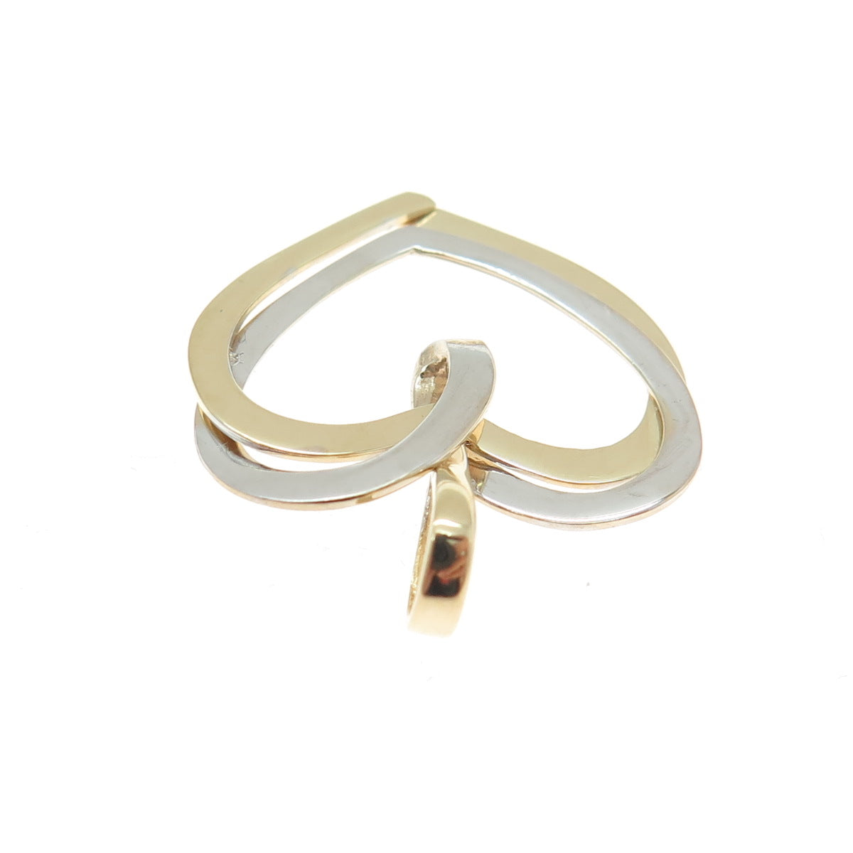 14K Yellow & White Gold Interlocked Heart Charm Pendant