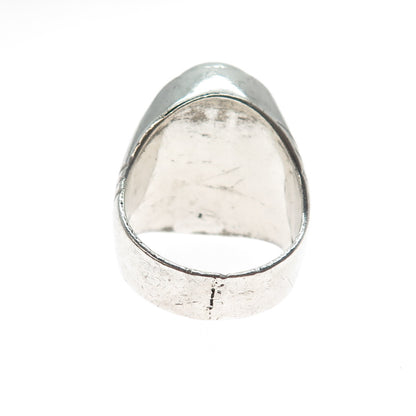 925 Sterling Silver Antique Art Deco Real Cabochon Agate Ring Size 12.75