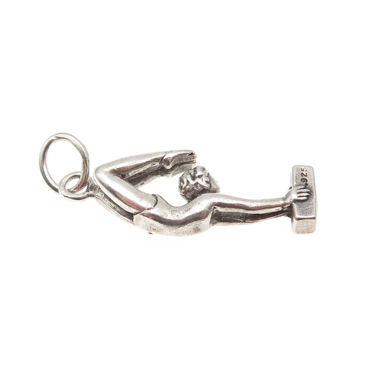 Shube 925 Sterling Silver Vintage Female Gymnast Oxidized 3D Charm Pendant
