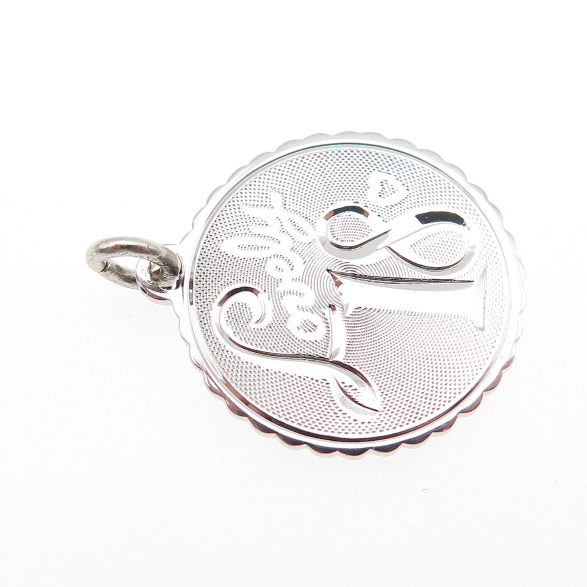 925 Sterling Silver Vintage Engraved Lovely 18 Heart Charm Pendant