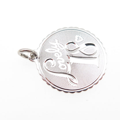 925 Sterling Silver Vintage Engraved Lovely 18 Heart Charm Pendant