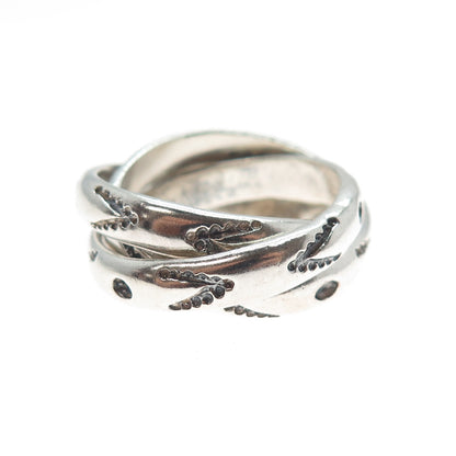 925 Sterling Silver Vintage Arrow Interlocked Trinity Band Ring Size 10.25