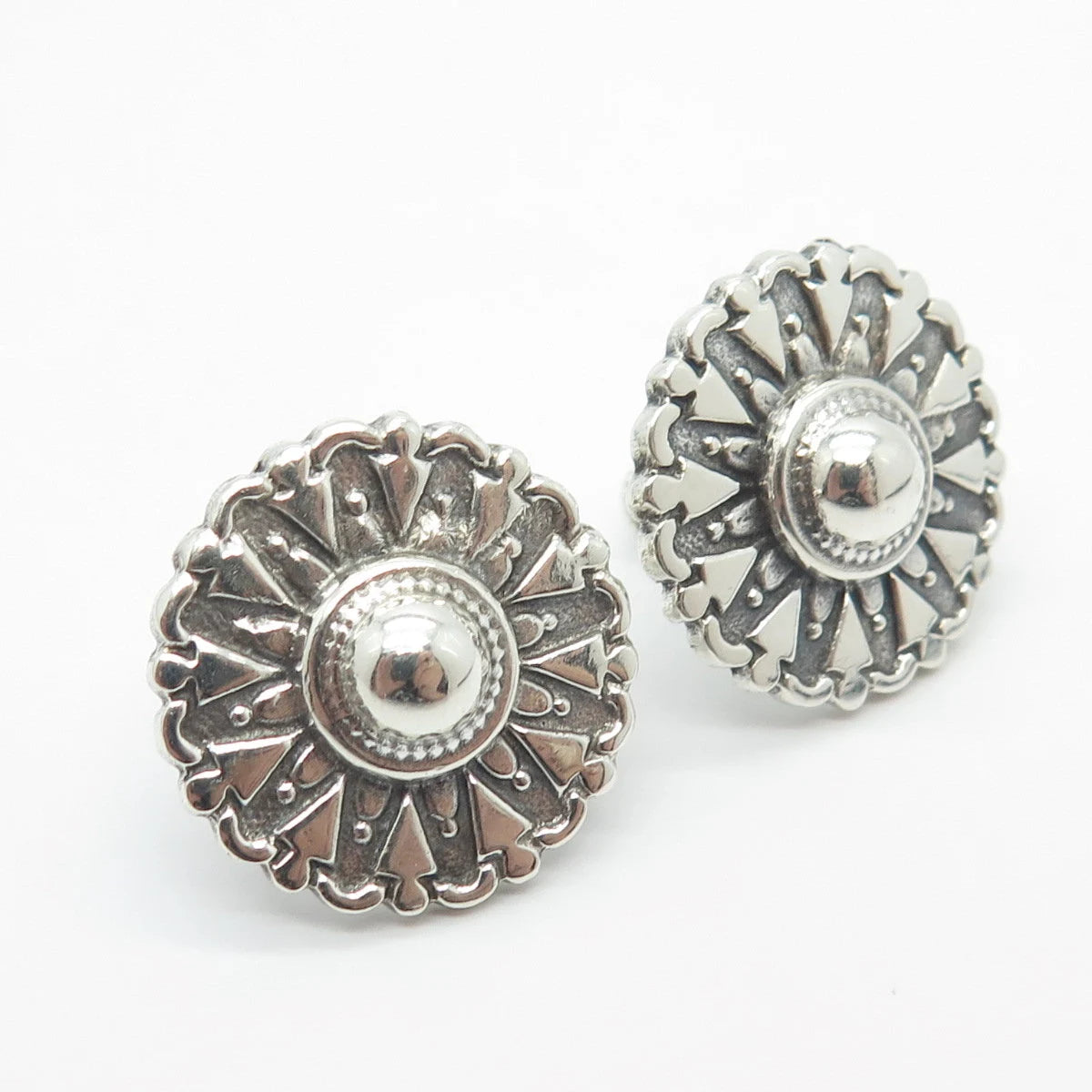 925 Sterling Silver Vintage Round Screw-Back Earrings
