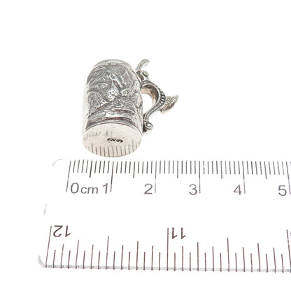 800 Silver Antique Beer Stein Mountain Town Locket 3D Charm Pendant