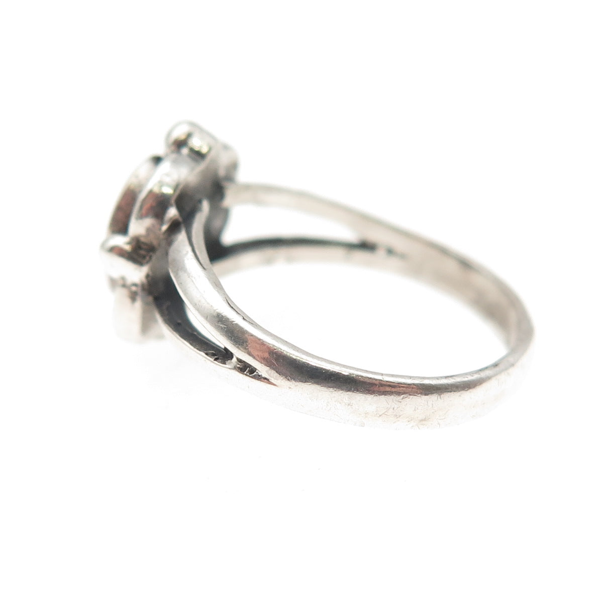 Old Pawn 925 Sterling Silver Vintage Turquoise Inlay Oxidized Tribal Ring Size 6