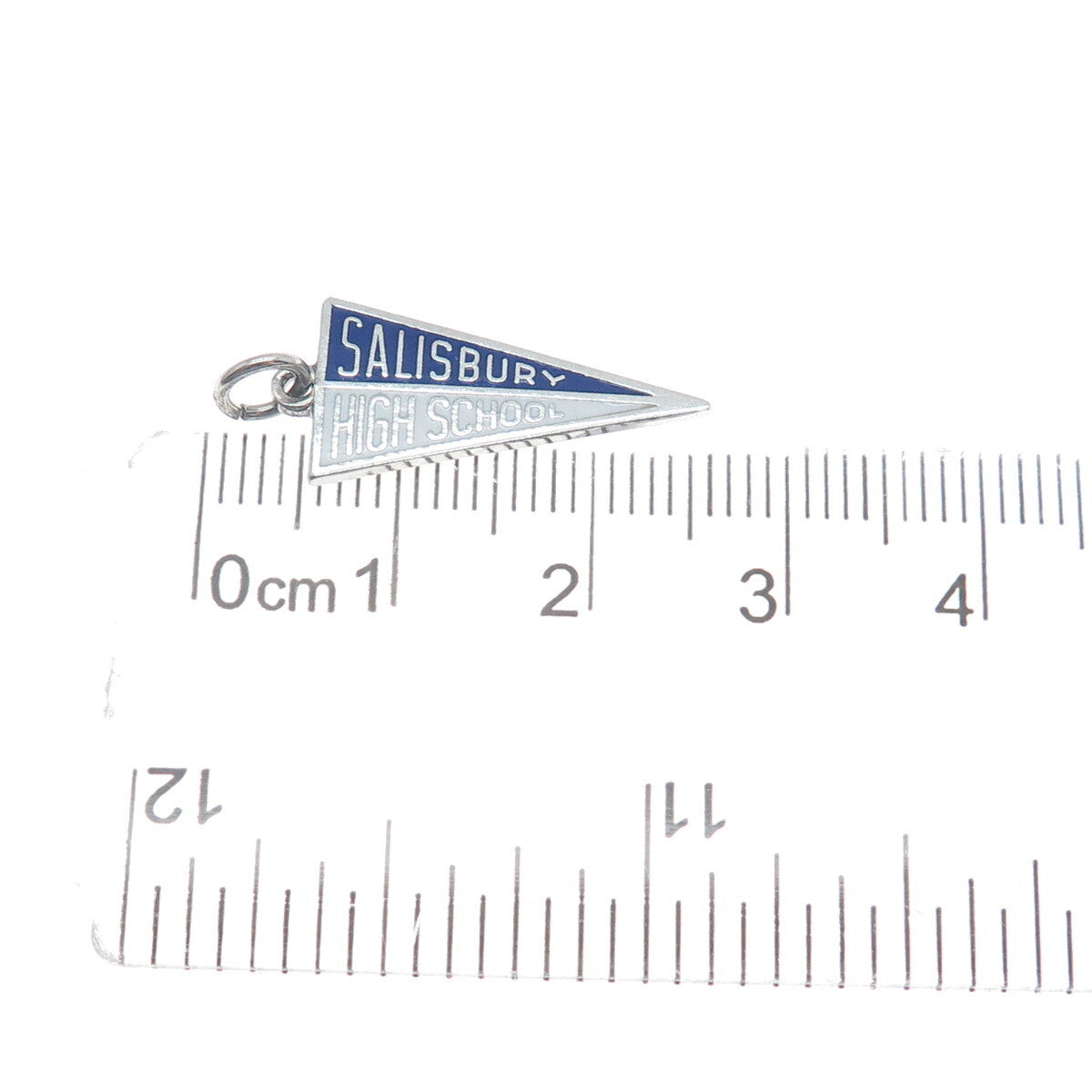 ART'S ELEGANCE Sterling Silver Vintage Enamel Salisbury High School Mini Pendant