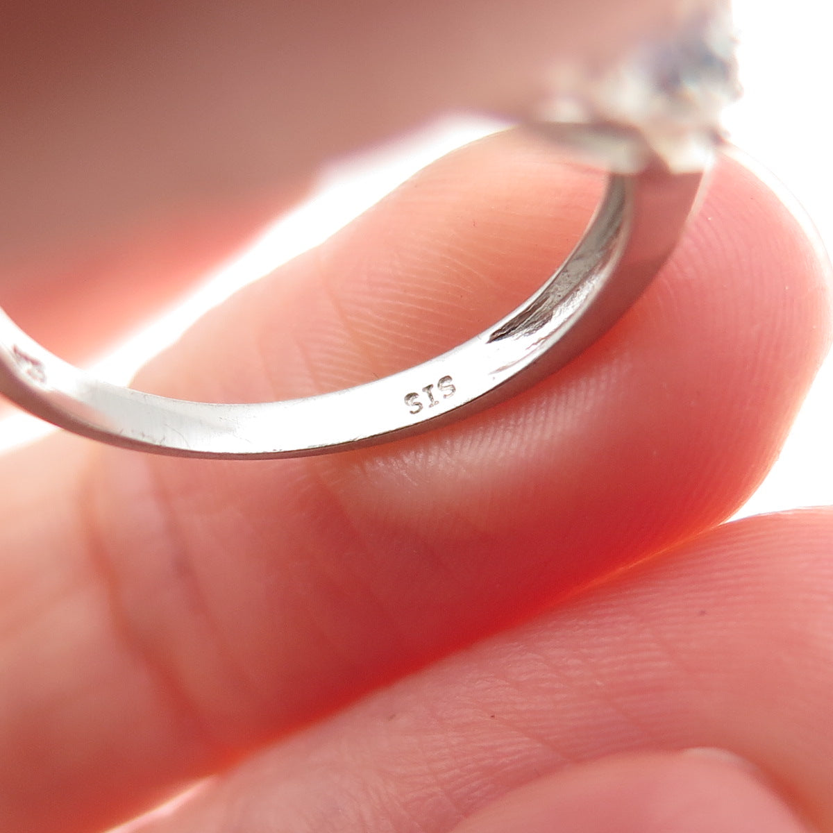 Chuck Clemency 925 Sterling Silver Blue & White C Z Ring Size 7