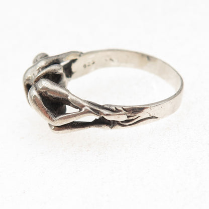 925 Sterling Silver Vintage Erotic Scene Oxidized Ring Size 10.5