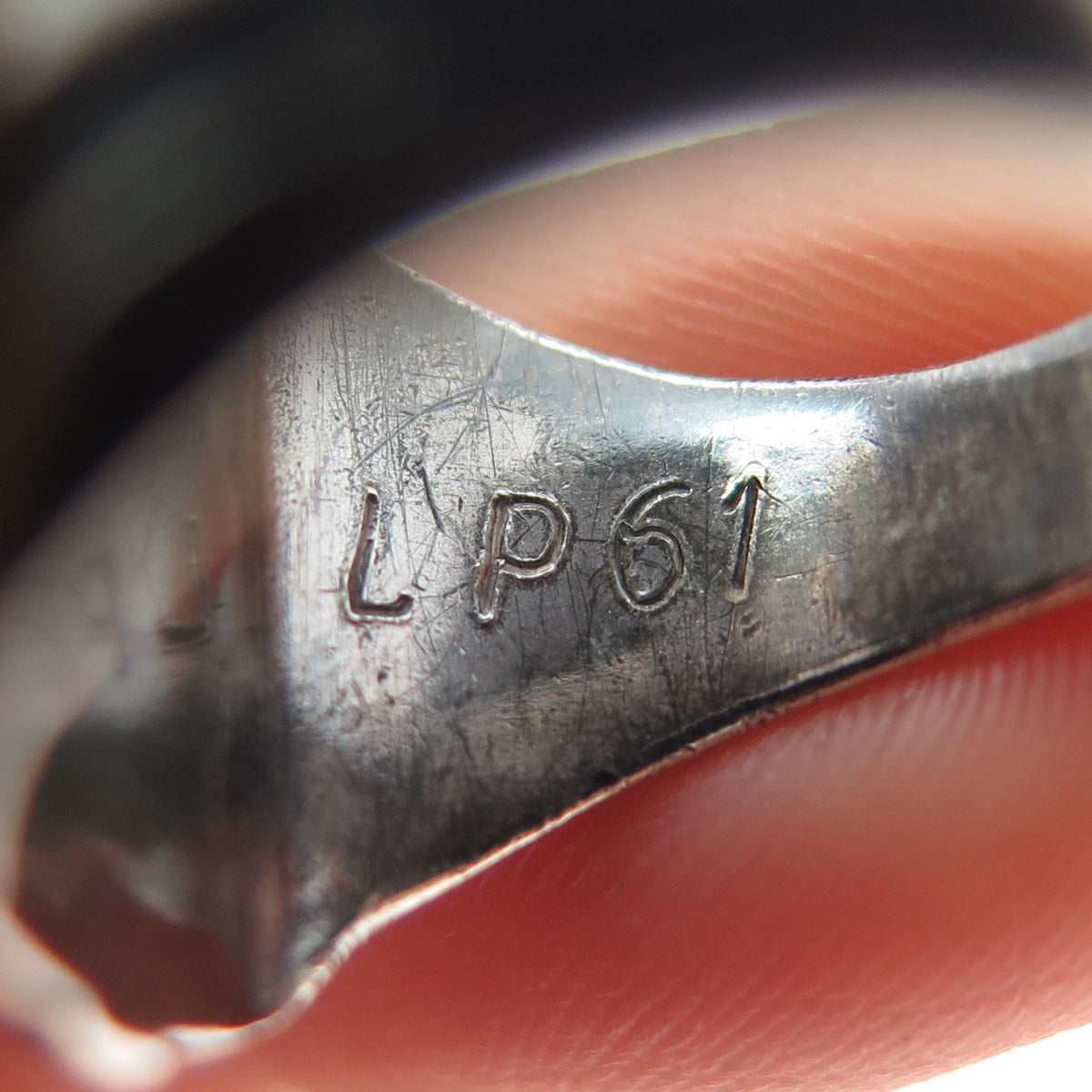 SK & F 925 Sterling Silver Antique Enamel St. James School Oxidized Ring Size 4