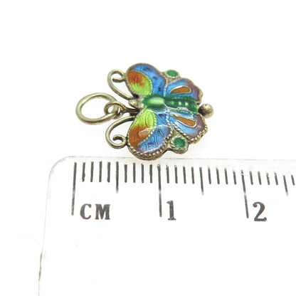 925S Sterling Gold Plated Enamel Vintage Scandinavian Butterfly Mini Pendant