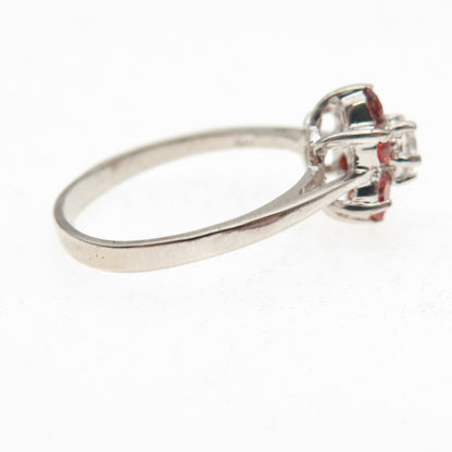 925 Sterling Silver Round-Cut Imperial & White C Z Ring Size 7