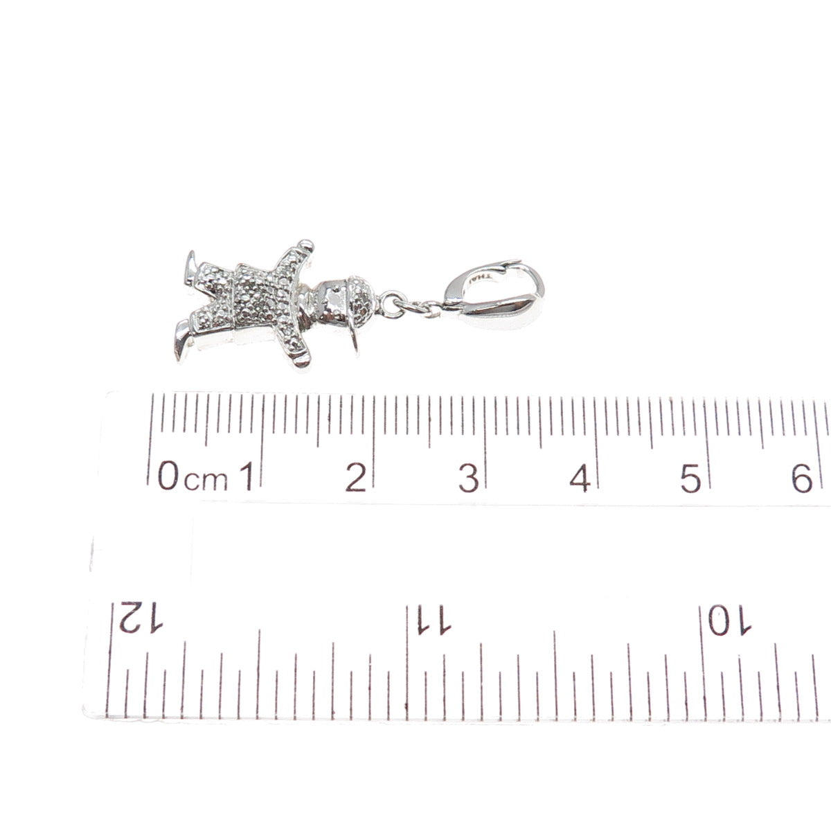 925 Sterling Silver Real Round-Cut Diamond Boy Charm Pendant