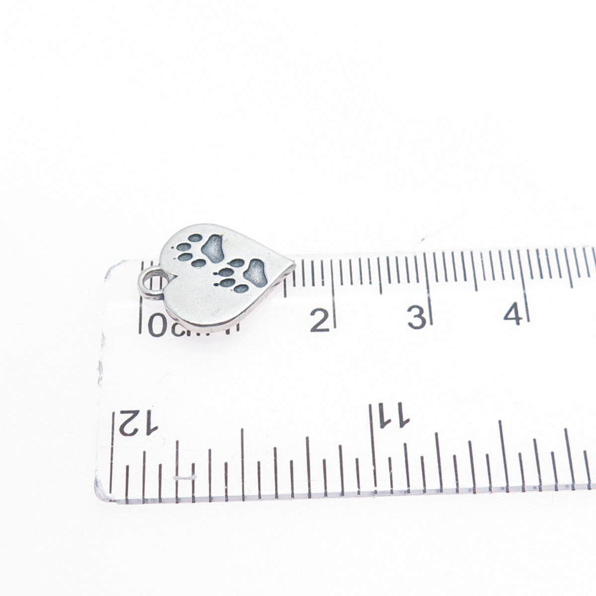 SUNDANCER 925 Sterling Silver Vintage Dog Paw Heart Minimalist Charm Pendant