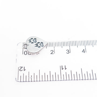 SUNDANCER 925 Sterling Silver Vintage Dog Paw Heart Minimalist Charm Pendant