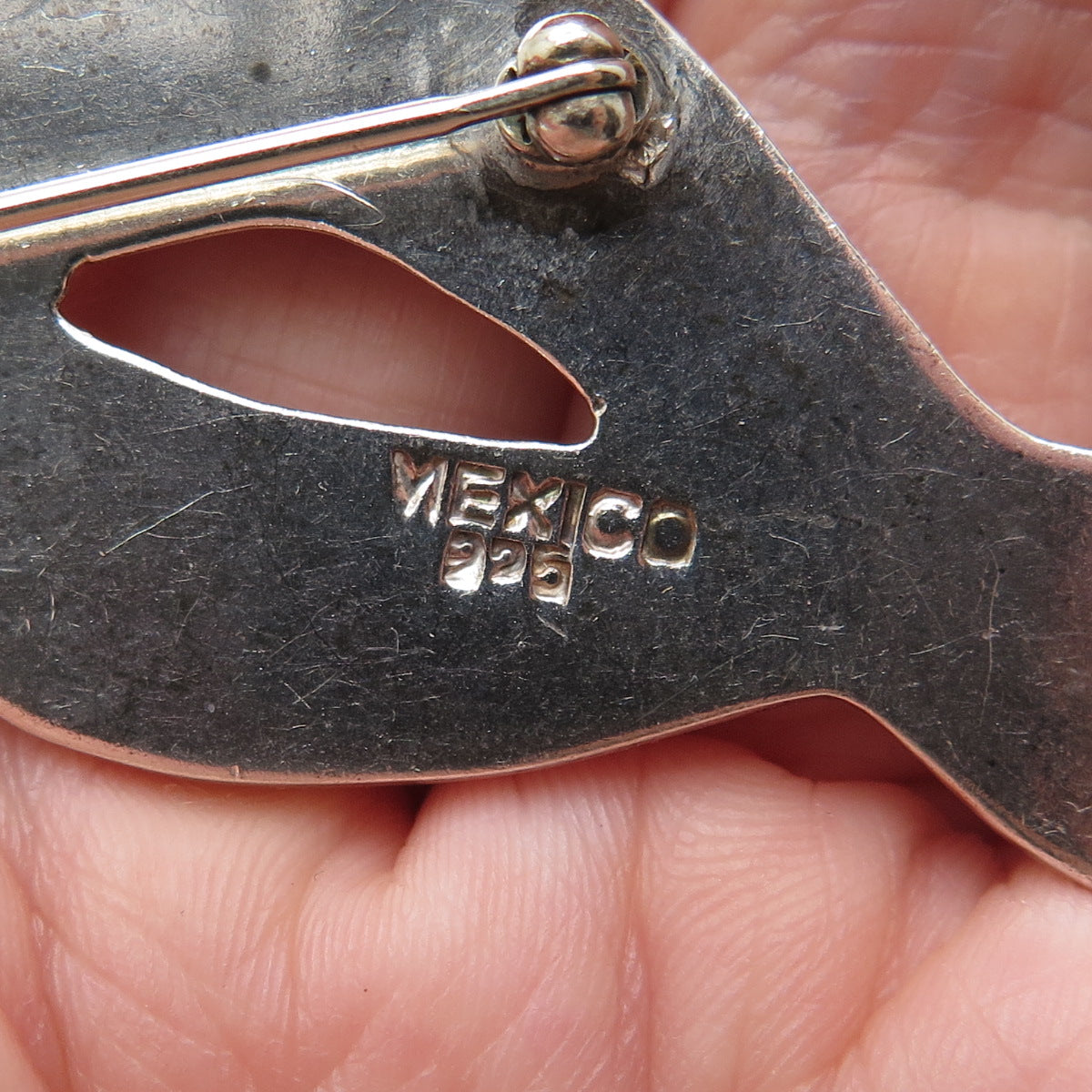 925 Sterling Silver Vintage Mexico Modernist Wavy Pin Brooch