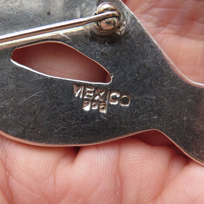 925 Sterling Silver Vintage Mexico Modernist Wavy Pin Brooch