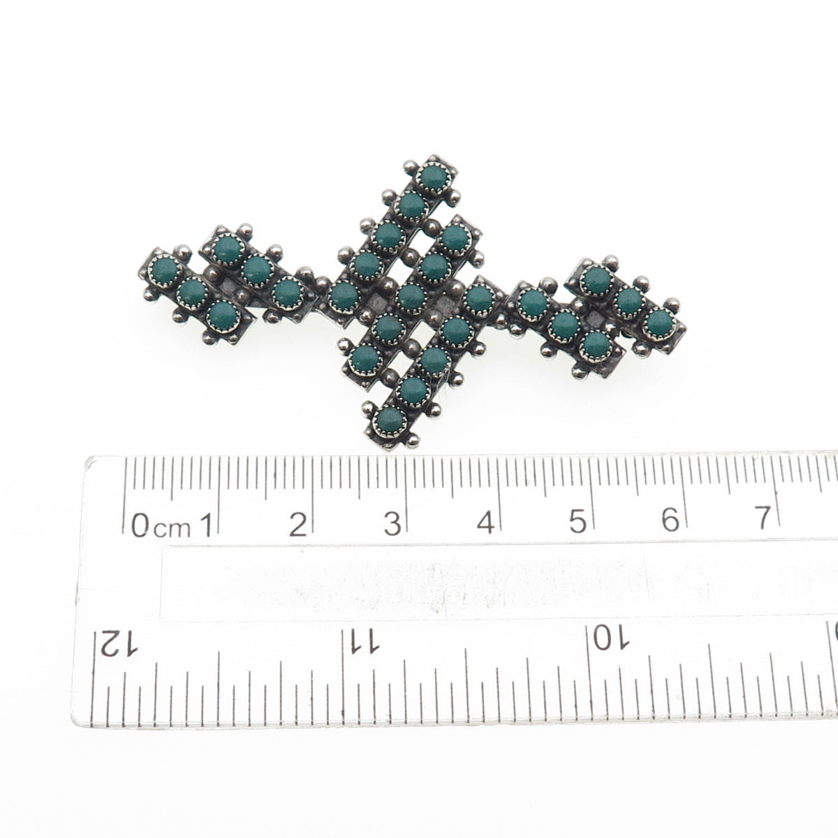 Old Pawn 925 Sterling Silver Vintage Kingman Turquoise Snake Eye Pin Brooch