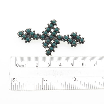 Old Pawn 925 Sterling Silver Vintage Kingman Turquoise Snake Eye Pin Brooch