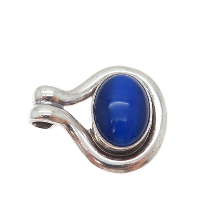 925 Sterling Silver Vintage Optic Fiber Cat's Eye Modernist Slide Charm Pendant