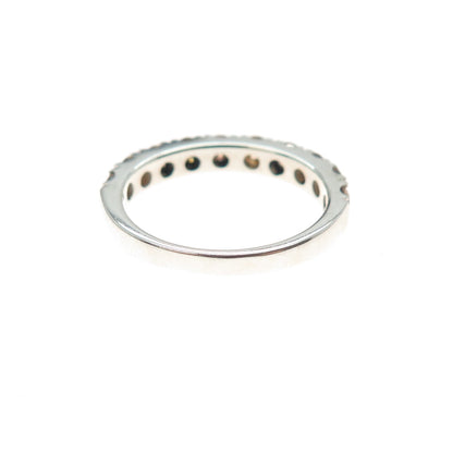 925 Sterling Silver Real Round-Cut Cognac Diamond Half Eternity Ring Size 5.25