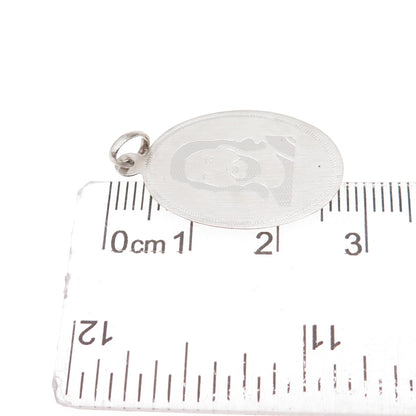 925 Sterling Silver Vintage Engraved Jesus Charm Pendant