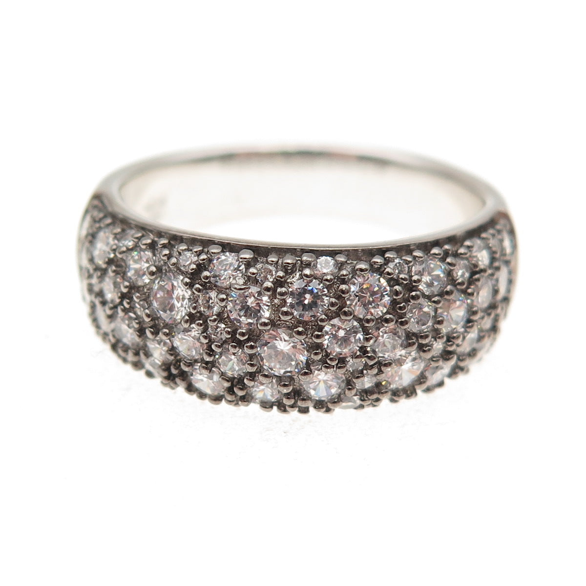 925 Sterling Silver Round-Cut C Z Sparkle Ring Size 10.5