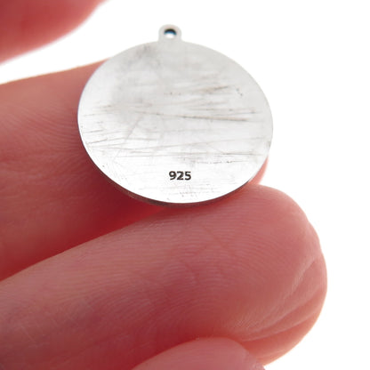 925 Sterling Silver Turquoise Enamel Crescent Moon & Star Charm Pendant