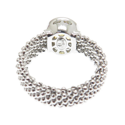 925 Sterling Silver Italy White Topaz & Citrine Gemstone Beaded Ring Size 9.75