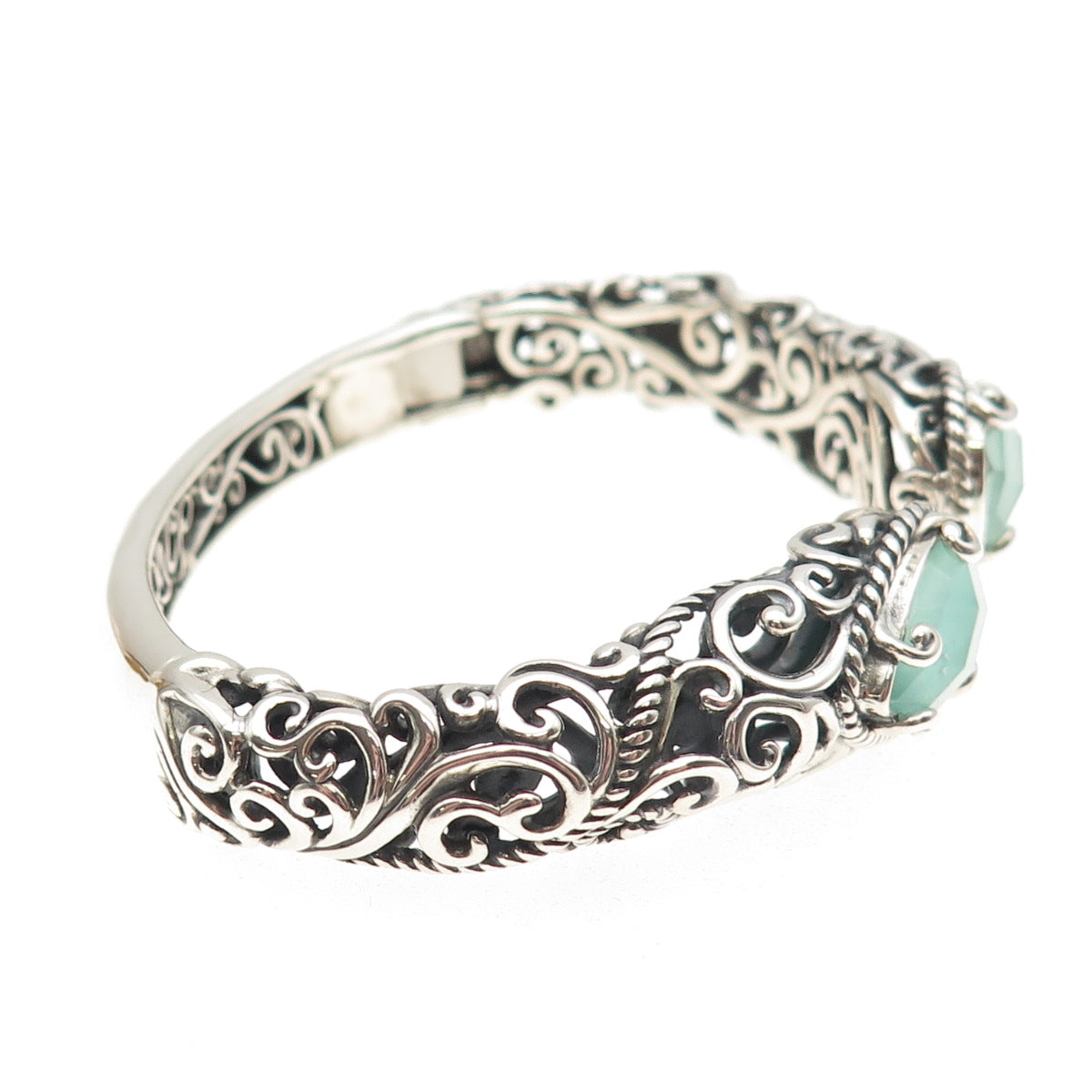 CAROLYN POLLACK 925 Sterling Silver Vintage Real Doublet MOP Swirl Bracelet 6.5"