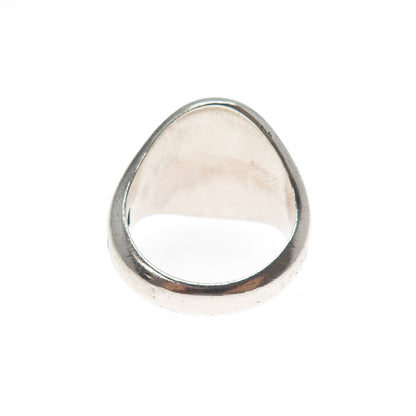 925 Sterling Silver Vintage Enamel Modernist Ring Size 8.25